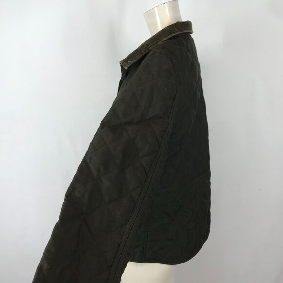 CHAPS ~ WOMENS LARGE ~ OLIVE GREEN QUILTED SNAP CLOSE JACKET COAT - Picture 4 of 6
